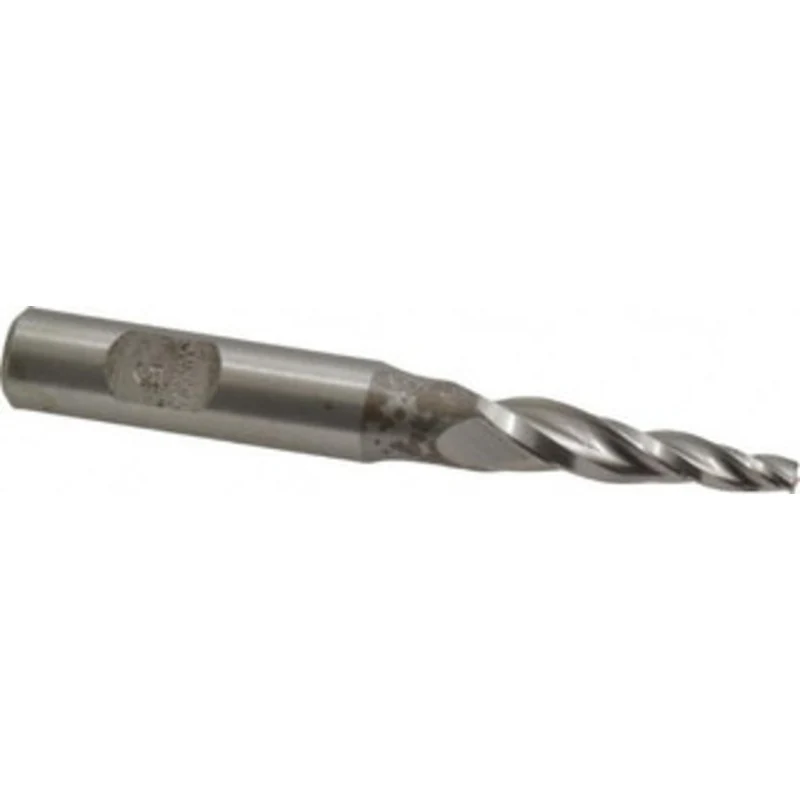 Made in USA 5 per Side 1/8 Small End Diam 1 LOC 3-Flute High Speed Steel Tapered Square End Mill Uncoated, 3/8 Shank ...